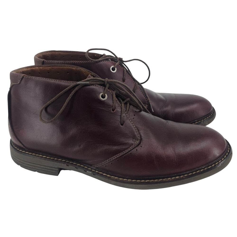 Clarks Unstructured Unelott Mid ankle leather chukka boots dark brown Men's 9